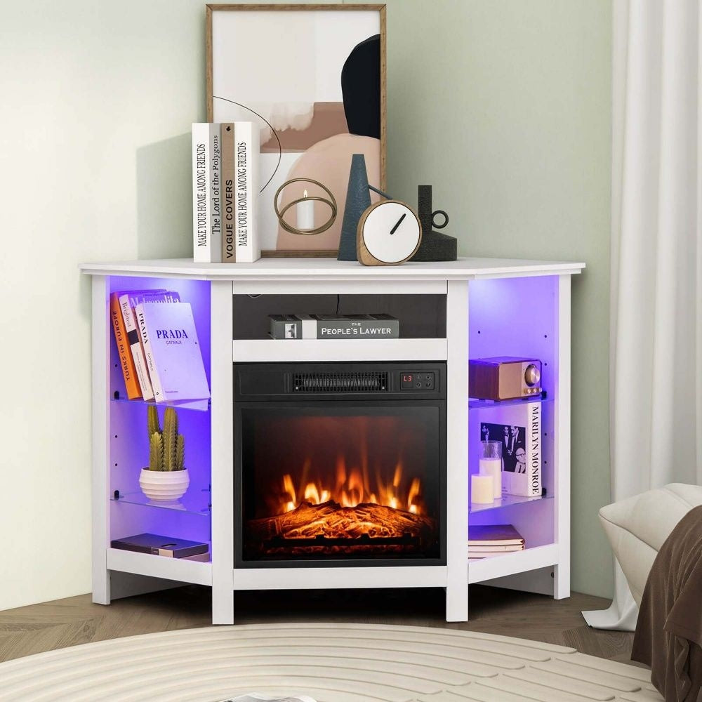Fireplace TV Stand with LED Lights, White K0S9 - product image 2