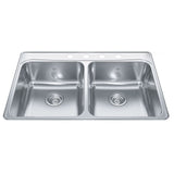 Drop-In Double 4-Hole Stainless Steel Sink, 33x22-in B9K1 - product image 1