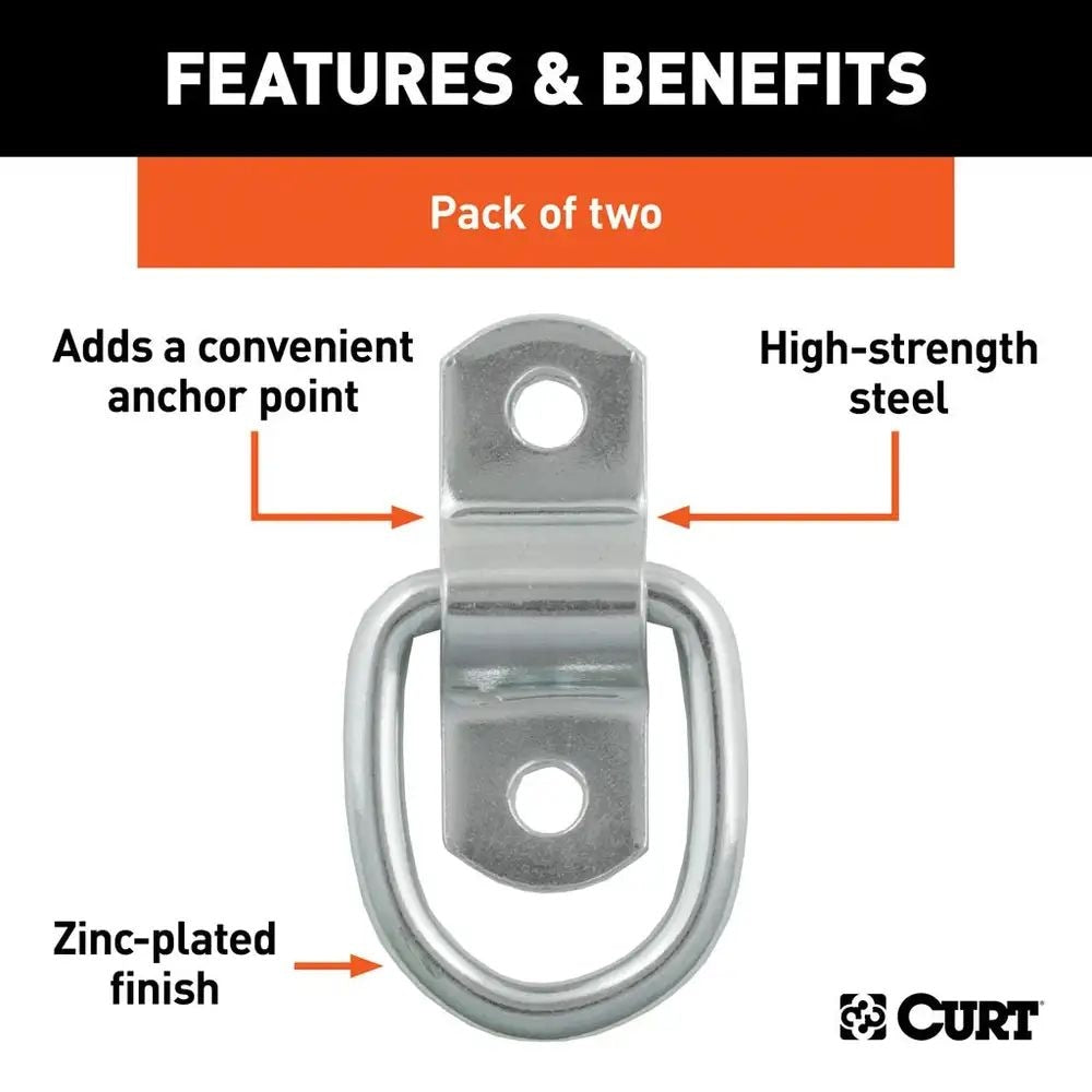 1-in x 1-1/4-in Surface-Mounted Tie-Down D-Rings, 1200-lb, 2-pk O2Q3 - product image 6