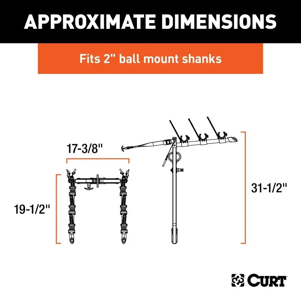 18013 Clamp-On 3-Bike Hitch Mount Bike Rack, Fits Over 2-in Receiver, Black Y1Z2 - product image 6