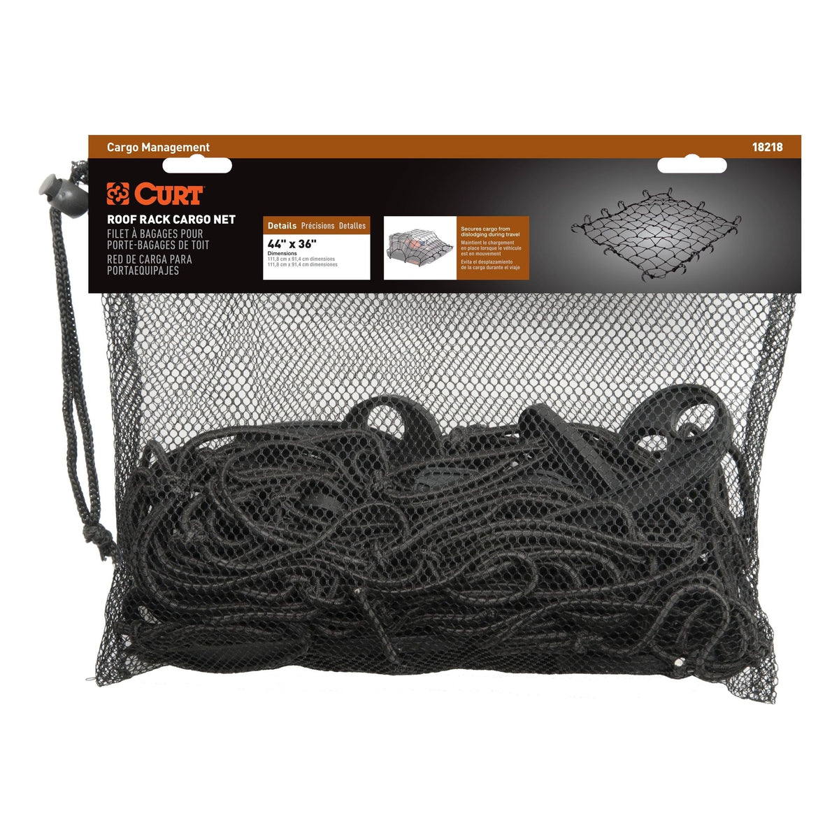 18218 Elastic Cargo Net with Hooks for Roof Basket, 44 x 36-in Q1P4 - product image 1