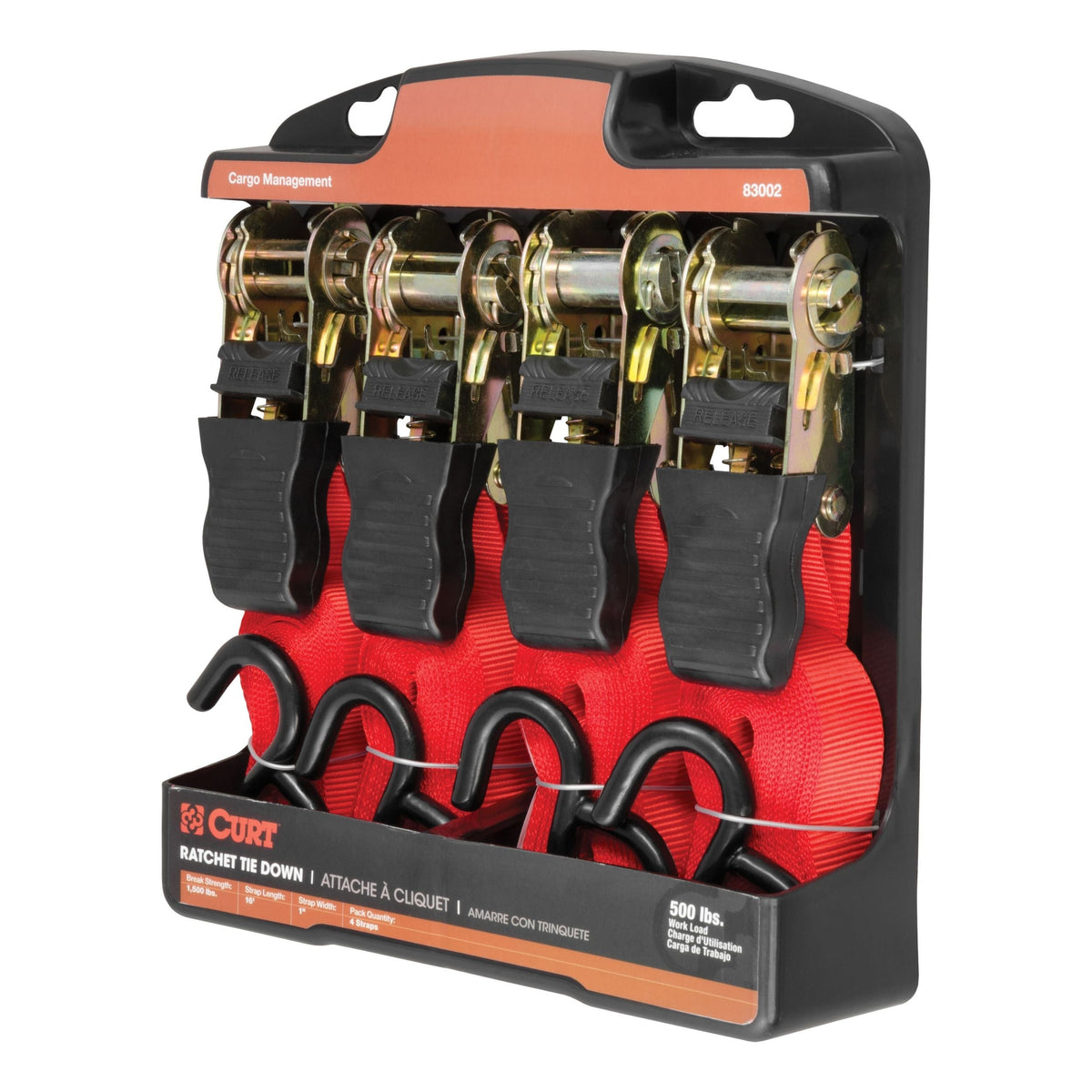 83002 16-ft Red Cargo Straps with S-Hooks (500-lb, 4-pk) E0K9 - product image 3