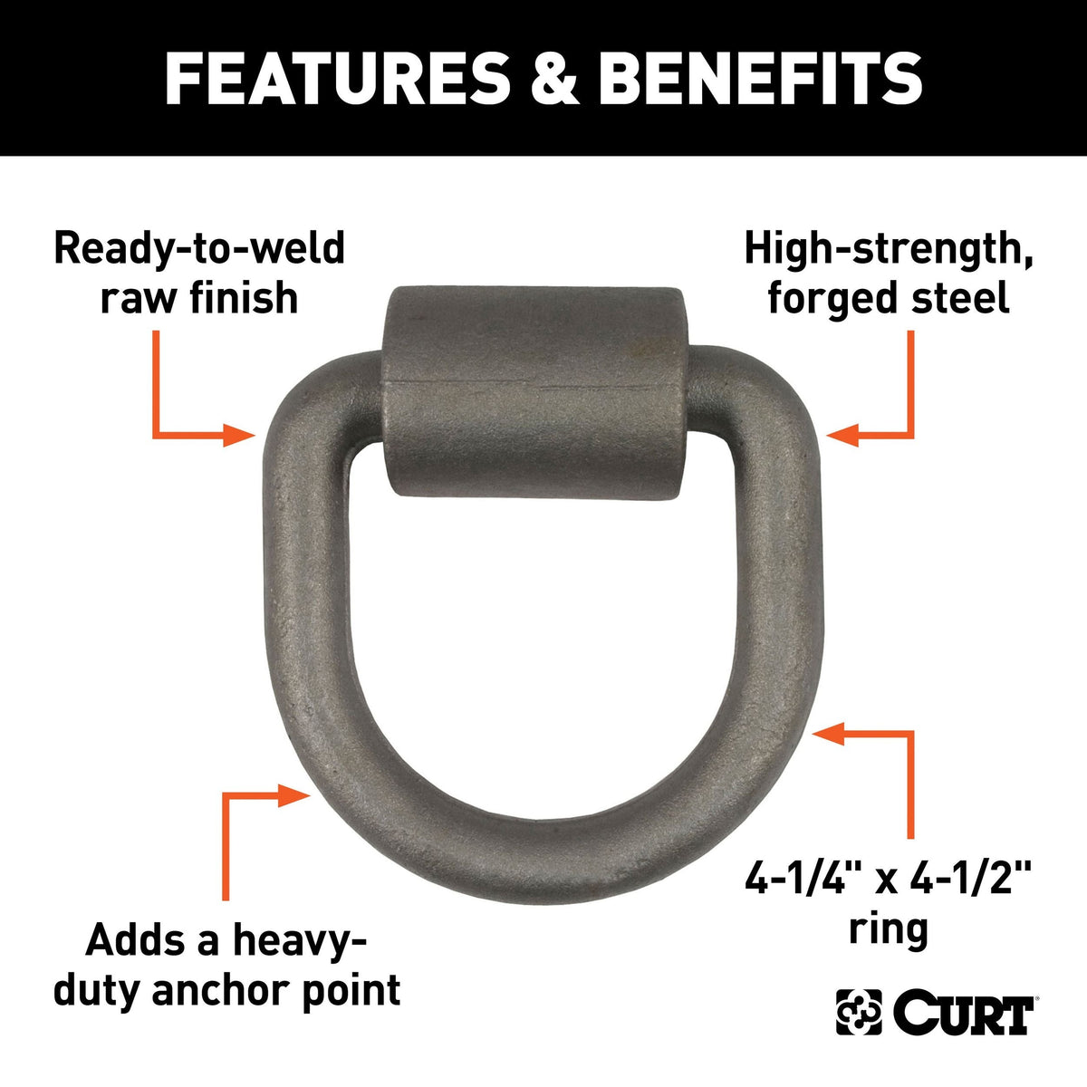 83750 3 x 3-in Weld-On Tie-Down D-Ring (6,100 lbs, Raw Steel) R3B1 - product image 2