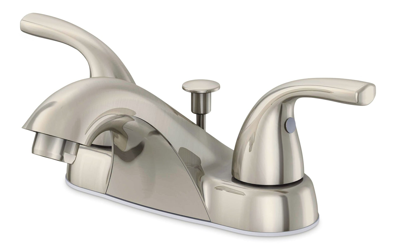 Renovate Double Handle Bathroom Sink Faucet with Pop-up Drain, 4-in Centreset, Brushed Nickel H7L4 - product image 1