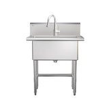 Single Deep Bowl Stainless Steel Utility Sink with Pull-Down Faucet & Strainer, 30-in I6Z3 - product image 1