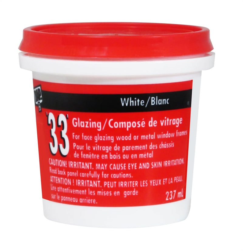 33 Glazing Putty Sealant For Wood & Metal Window Frames, Crack-Proof, White, 273-mL C1E2