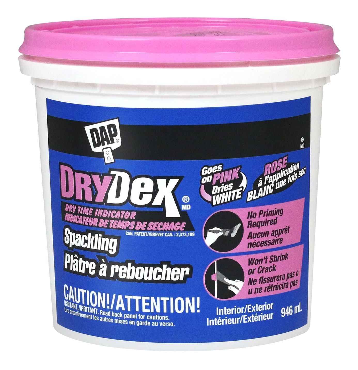 DryDex Spackling, Indoor/Outdoor Wall Hole & Crack Repair with Dry Time Indicator, 946-mL Z8T4 - product image 1