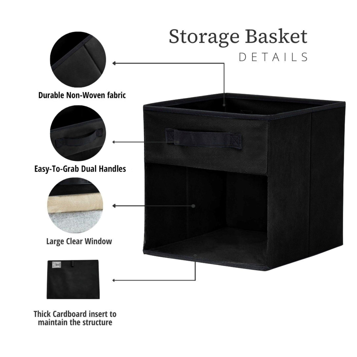 Collapsible Transparent Front Cube, 11-in, 6-pk, Black B8T6 - product image 3