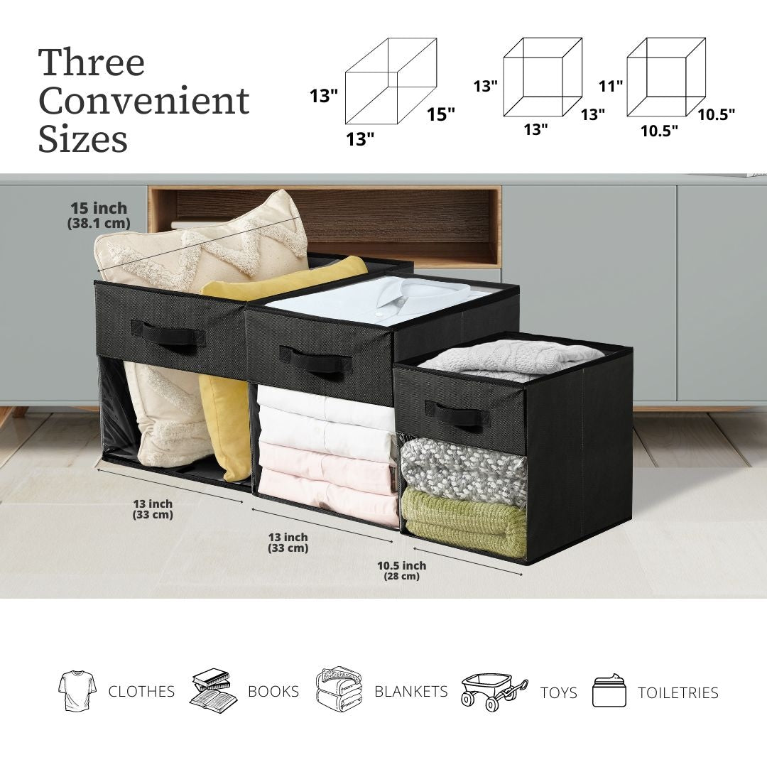 Collapsible Transparent Front Cube, 11-in, 6-pk, Black B8T6 - product image 4