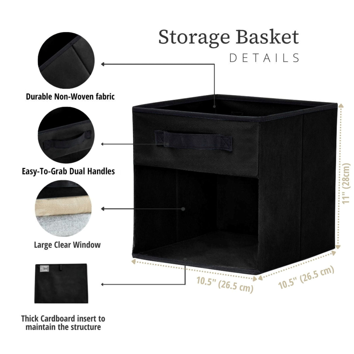 Collapsible Transparent Front Cube, 11-in, 6-pk, Black B8T6 - product image 6