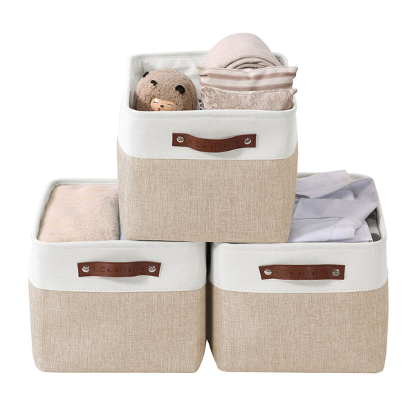 Large Soft-Sided Foldable Storage Basket, 3-pk, Beige O2I6