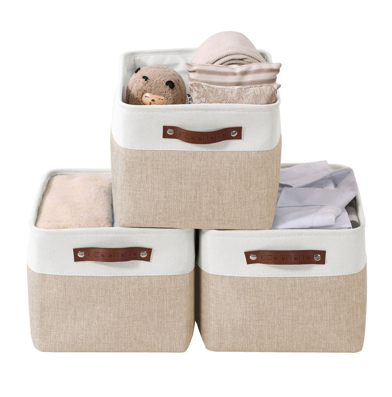 Large Soft-Sided Foldable Storage Basket, 3-pk, Beige O2I6
