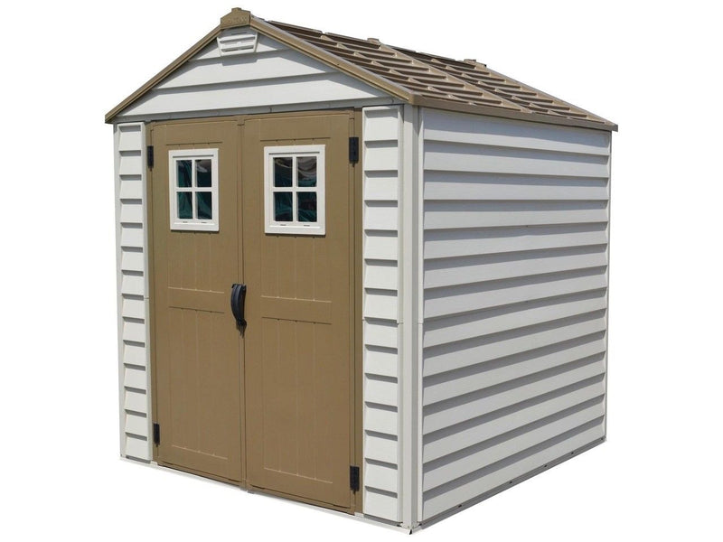 StoreMax Vinyl Garden Shed, Brown, 7-ft x 7-ft R9N1