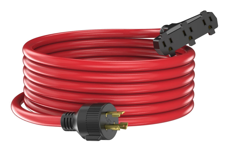 30A 25-ft Triple-Outlet Extension Cord, Red X1Q7