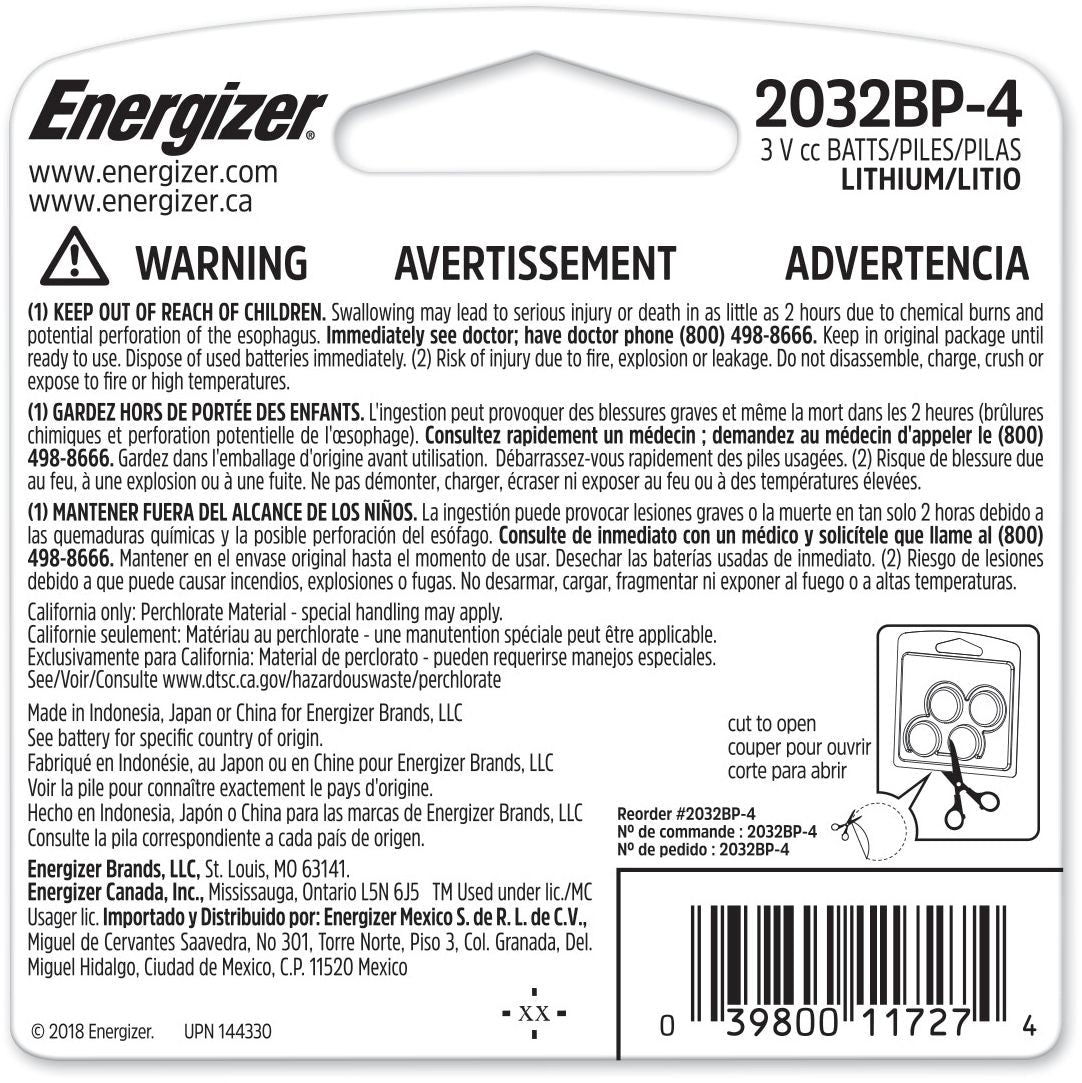 4-pk CR2032 3V / 3 Volt Lithium Coin Cell Batteries, Long Lasting I2N0 - product image 3