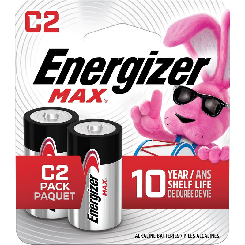 Max 2-pk C Alkaline Batteries, Long Lasting, All Purpose R3R1