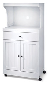 2-Door 1-Drawer Microwave Cart/Stand Kitchen Storage Cabinet With Wheels, White C8B6 - product image 1