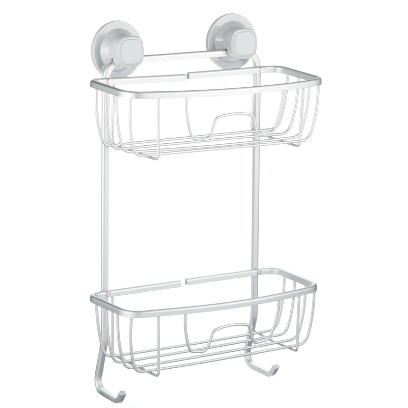 Aluminum Rust-Resistant Suction 2-Shelf Shower Caddy with Hook, 17.5-in x 10.3-in x 5.4-in K2N3
