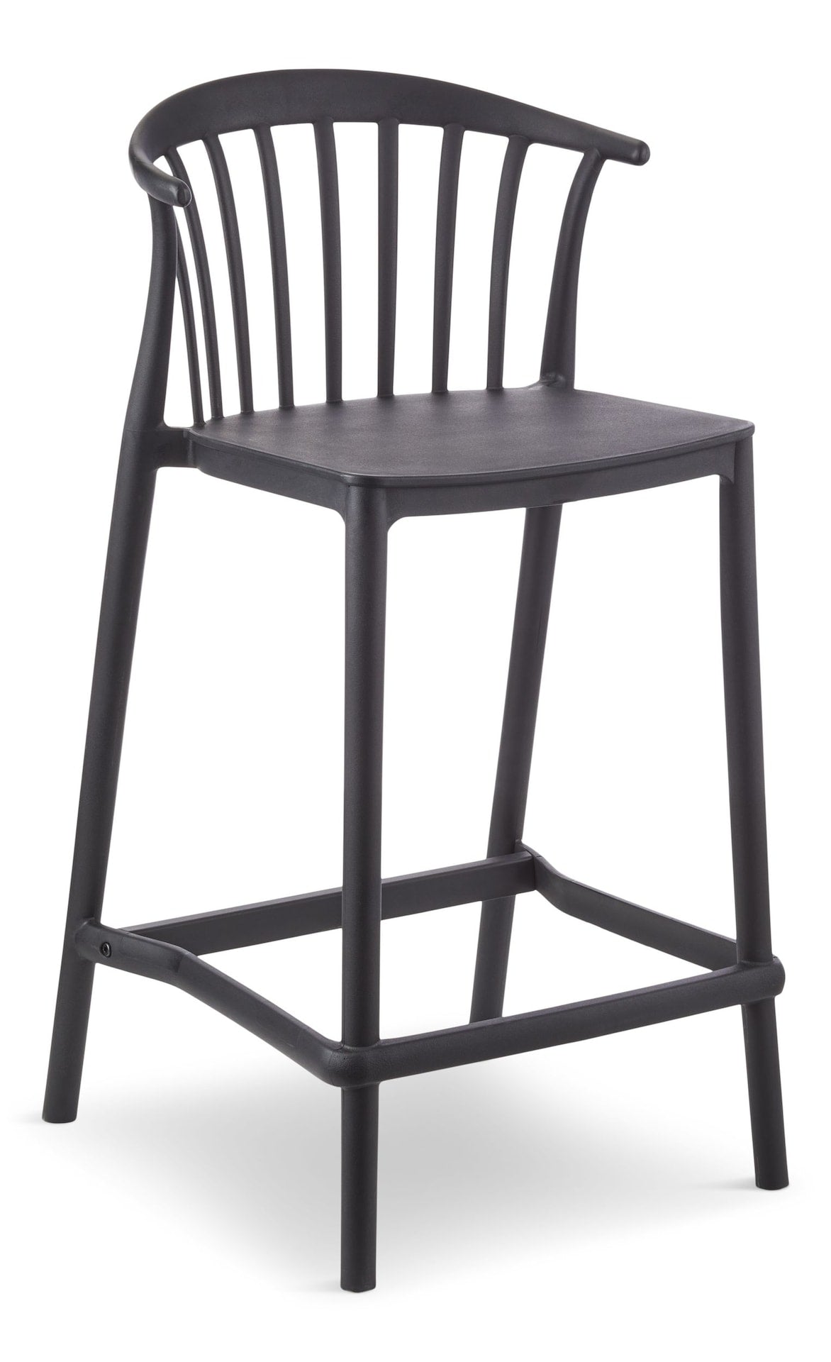 Elevated Plastic Bar Stool with Footrest, Black B8Q5 - product image 1
