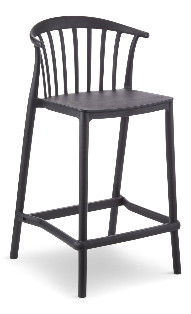 Elevated Plastic Bar Stool with Footrest, Black B8Q5
