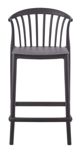 Elevated Plastic Bar Stool with Footrest, Black B4Z1 - product image 2