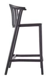 Elevated Plastic Bar Stool with Footrest, Black B8Q5 - product image 3