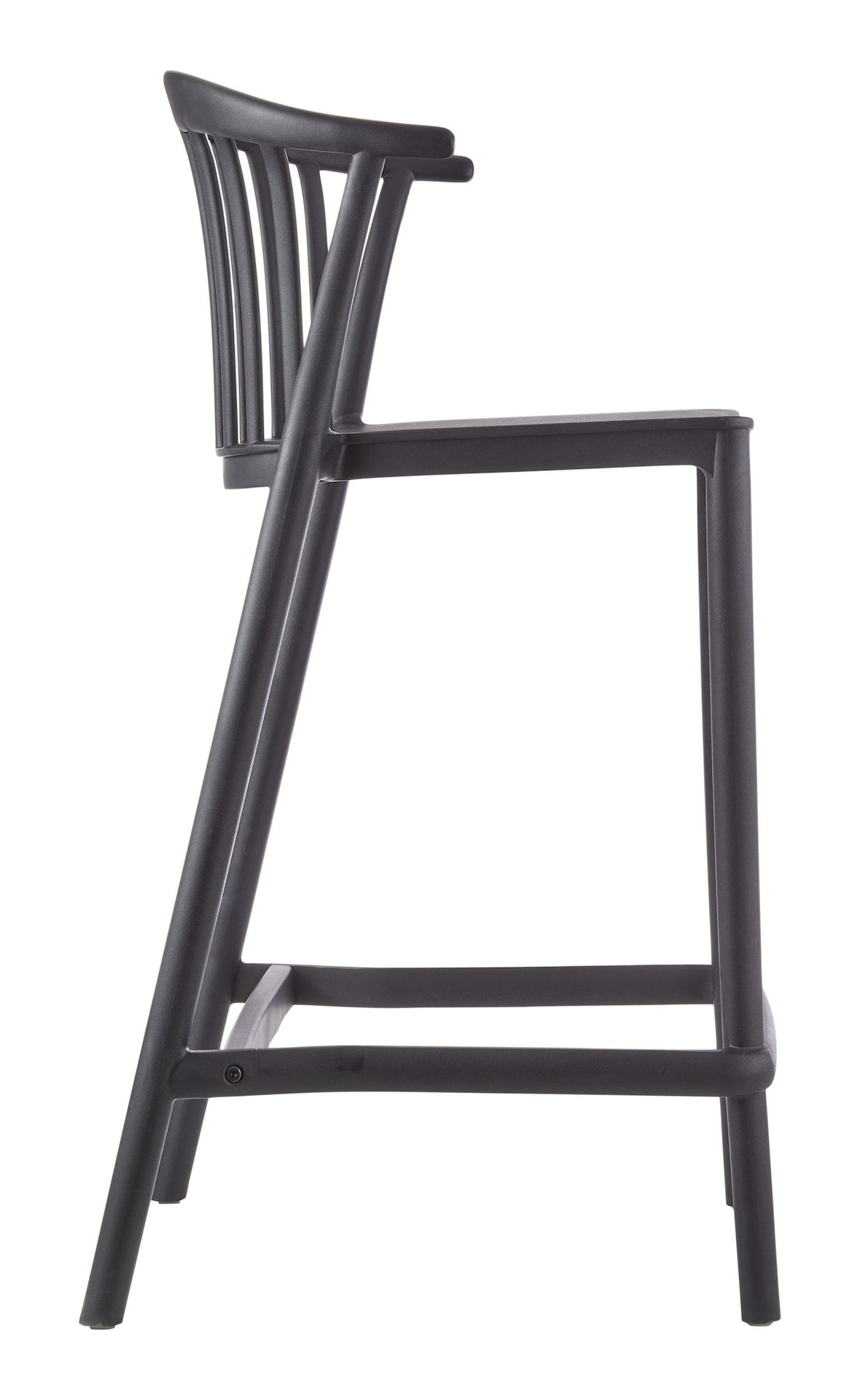 Elevated Plastic Bar Stool with Footrest, Black B8Q5 - product image 3