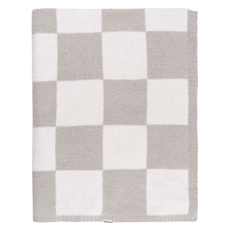 Childrenwear Tan Checkered Silky Mink Baby Blanket O7T2