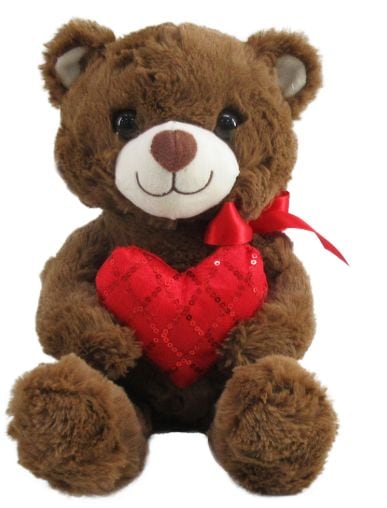Valentine's Day 12-in Brown Bear with Heart Plush A6H2 - product image 1