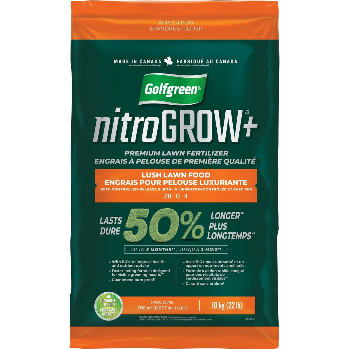 Nitrogrow+ Premium Nitrogen Enriched Lush Lawn Fertilizer, 28-0-4, 10kg M5K0 - product image 2