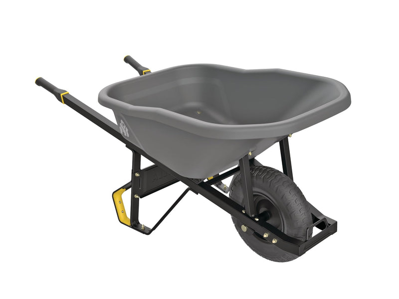 Pro Grade Heavy Duty Poly Tub Wheelbarrow, Poly/Plastic Tray, 6-cu-ft V7Q4