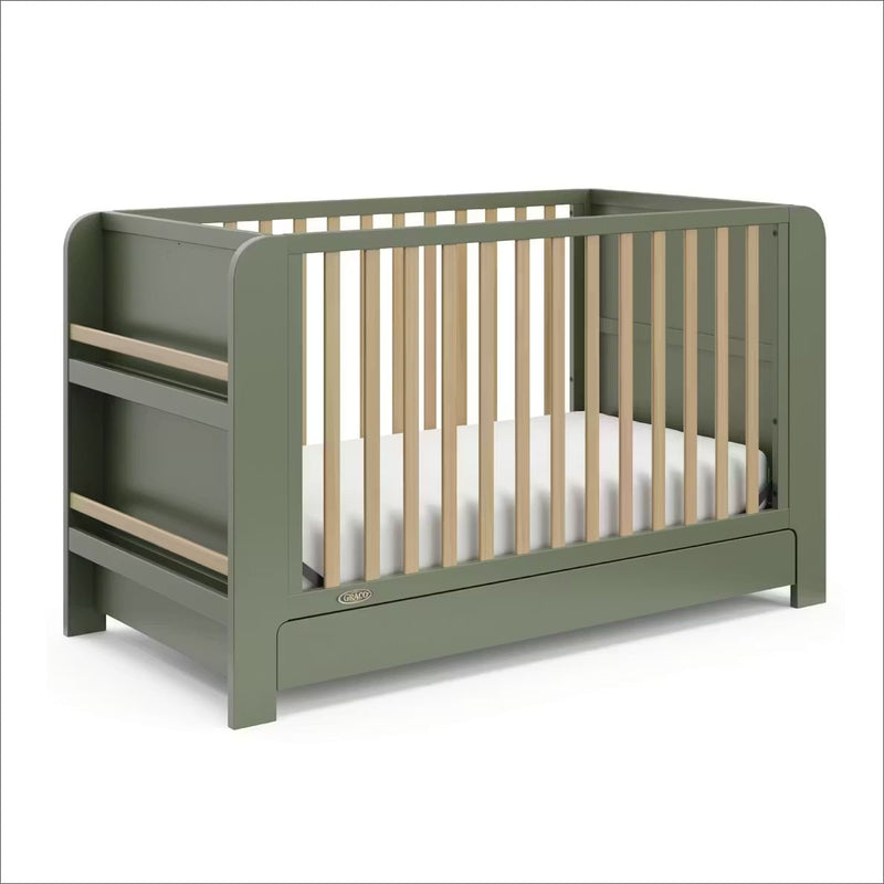 Read-with-Me 4-in-1 Crib with Drawer - Olive/Driftwood N9W3