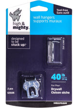 High & Mighty Canvas WAll Hanger, Easy to Remove, 40-lb Capacity, Silver, 2-pk T2P2 - product image 1