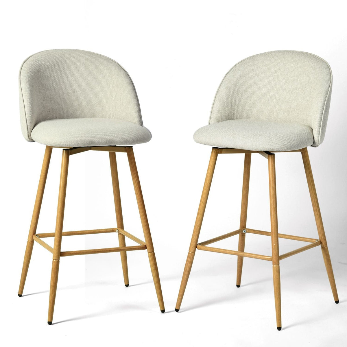 Modern Swivel Bar Stools, Beige, 2-pk Z4Y9 - product image 1