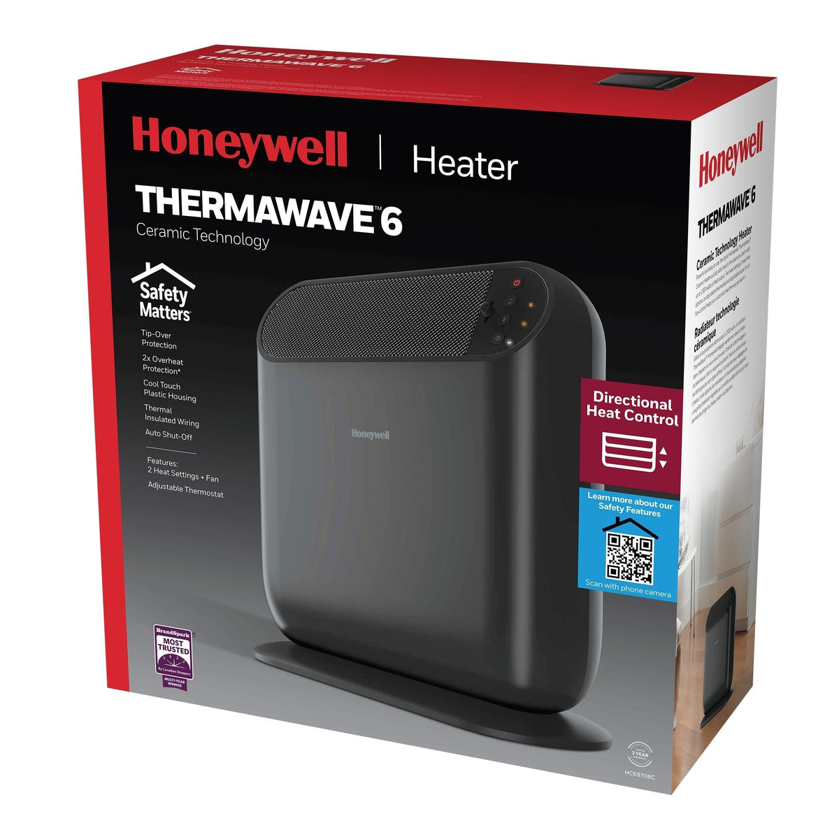ThermaWave 6 Ceramic Space Heater, 1500W, Black A4Z2 - product image 4