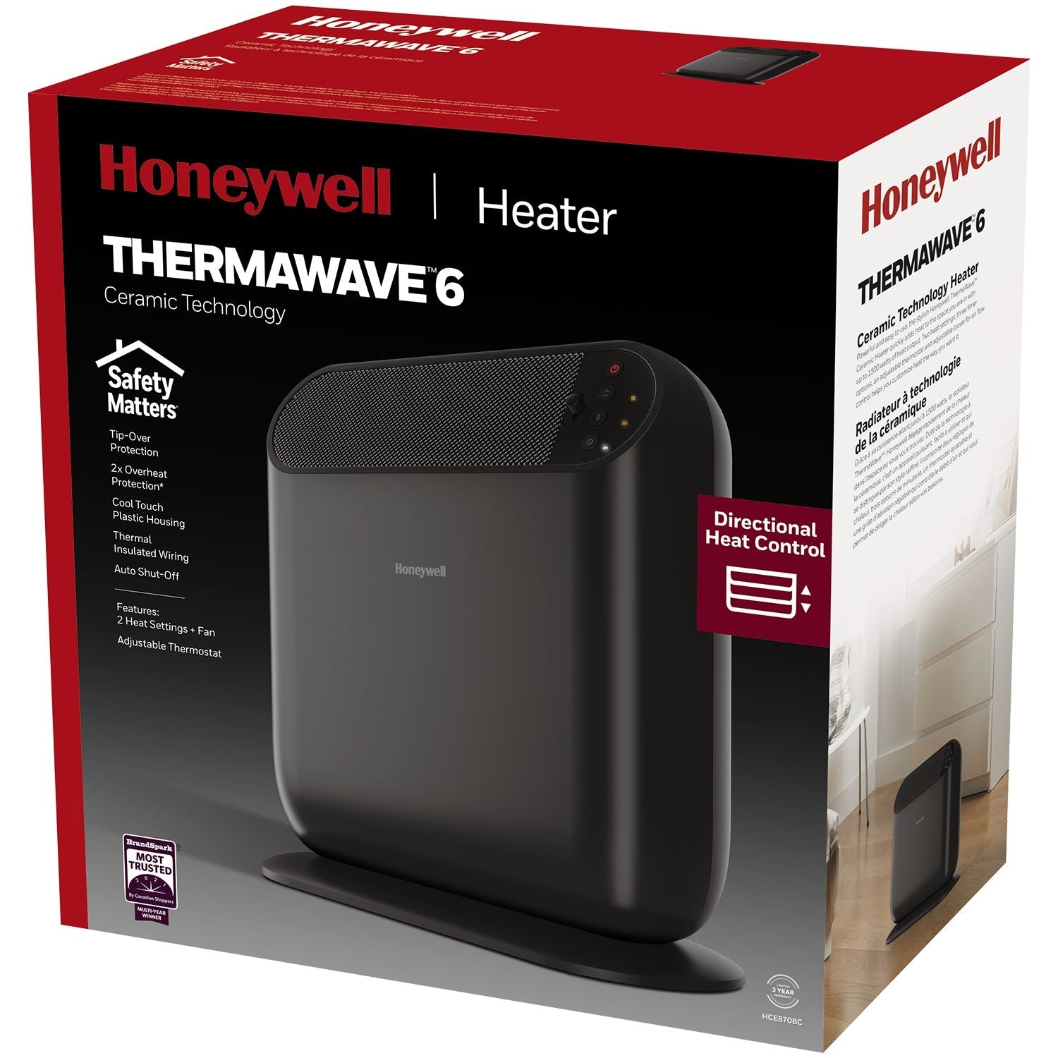 ThermaWave 6 Ceramic Space Heater, 1500W, Black A4Z2 - product image 5