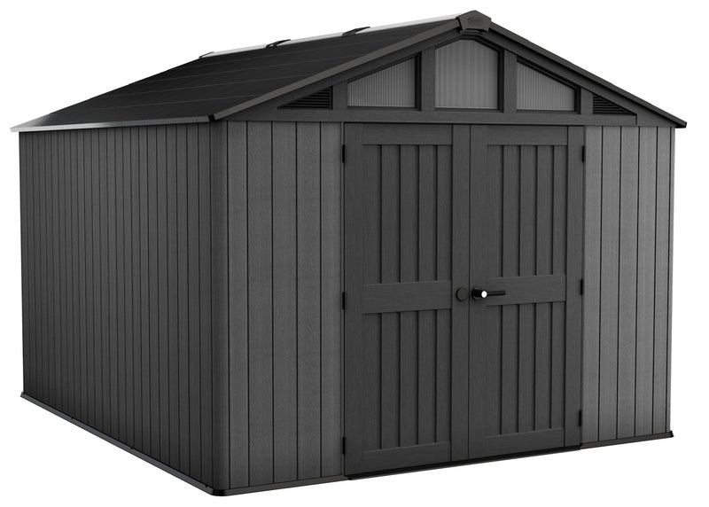 Apex Resin 2-Door Outdoor Storage Shed with Full Length Skylight, Grey, 10-ft x 11.5-ft T5L5