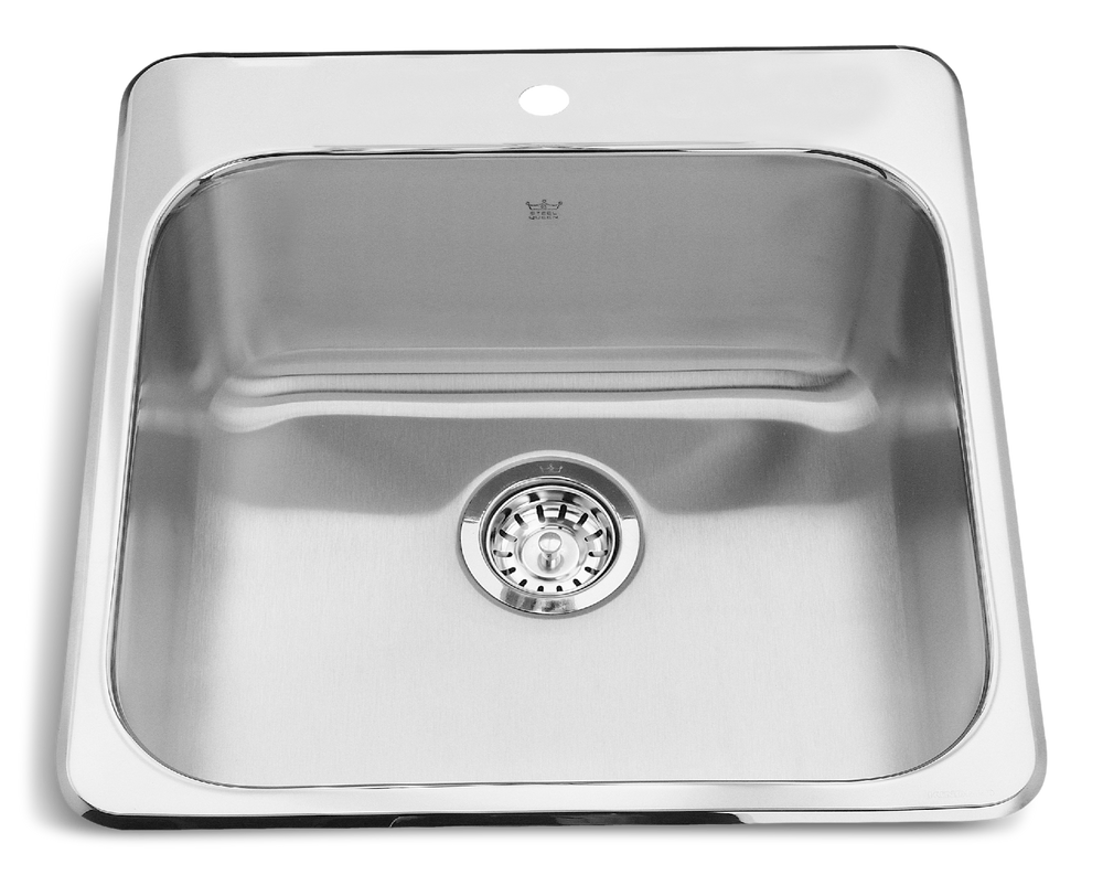 Steel Queen Drop In Single Bowl 1-Hole Kitchen Sink, 20-in x 20.5-in x 8-in, Stainless Steel I9J7 - product image 1