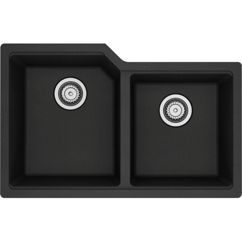 Urban Undermount Granite Double Bowl Kitchen Sink, 30.69-in x 19.69-in x 8.63-in, Onyx T0A1
