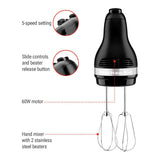 Kitchen Aid Compact 5-Speed Hand Mixer with Stainless Steel Accessories, Black S5E6 - product image 3