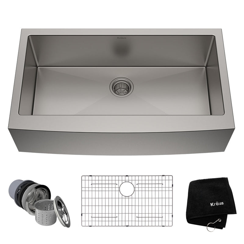 Standard PRO Apron Front Farmhouse Stainless Steel Single Bowl Kitchen Sink, 36x21x10-in M5R7