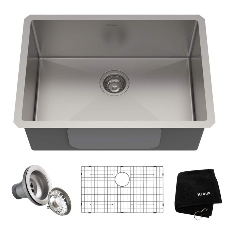 Standard PRO Undermount Stainless Steel Single Bowl Kitchen Sink, 23x18x10-in U6D3