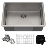 Standard PRO Undermount Stainless Steel Single Bowl Kitchen Sink, 28x19x10-in F0P8 - product image 1