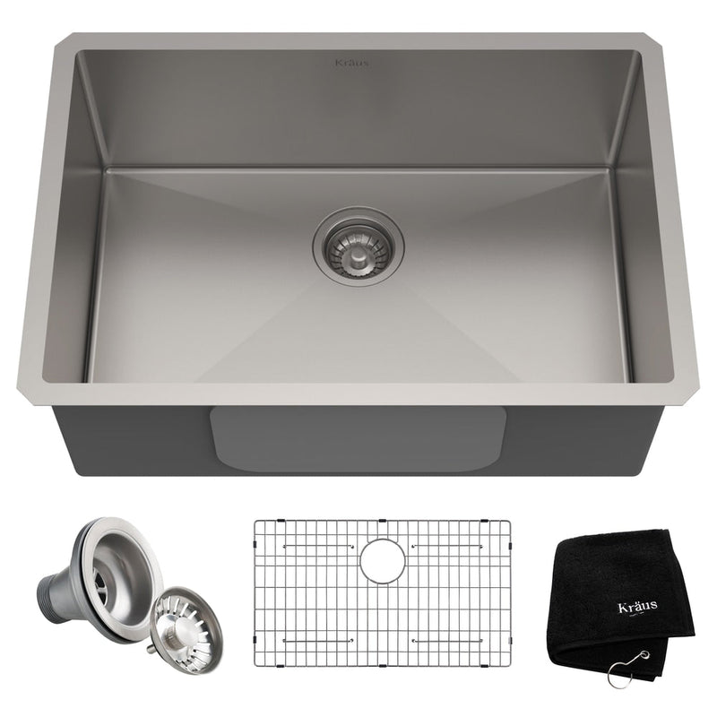 Standard PRO Undermount Stainless Steel Single Bowl Kitchen Sink, 28x19x10-in F0P8