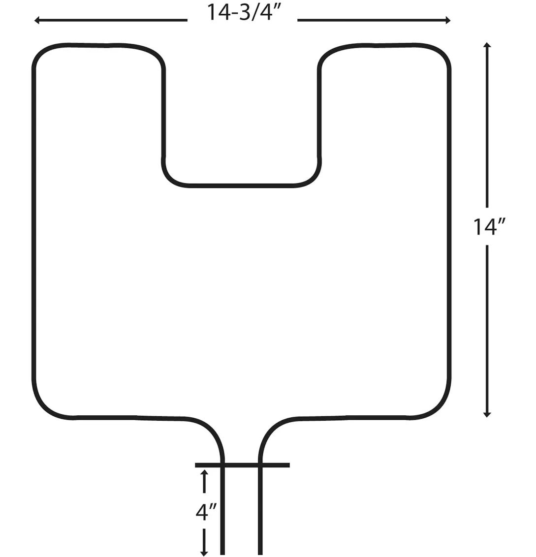 62509/2 Frigidaire Oven/Bake Element with Fixed 90° Connector, 2400W, 14-3/4-in x 14-in S3Q6 - product image 1
