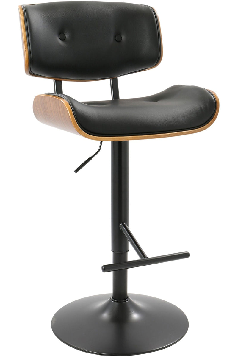 Lombardi PU Leather Swivel Counter/Bar Stool Adjustable Height, Walnut/Black T9P2