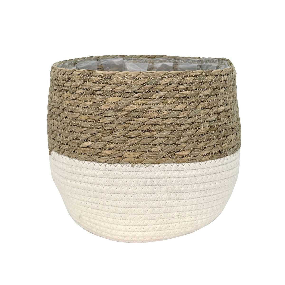 Weave Cotton Jute Round Basket Planter with Leaf-Proof Plastic Lining, 10-in K8W4 - product image 1