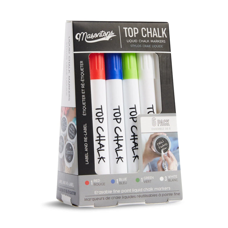Top Chalk Erasable Liquid Chalk Markers, Multi-Colour, 6-pk D7Z2