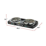 Double Burner Hot Plate, Black, 1500W U9N8 - product image 5