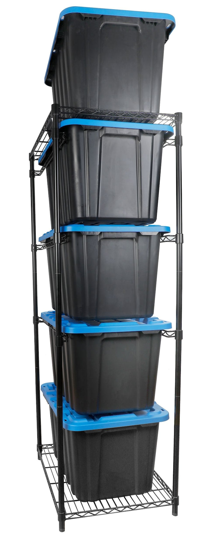 5-Tier Steel Tote Storage Rack, Black, Totes Not Included C1Z2